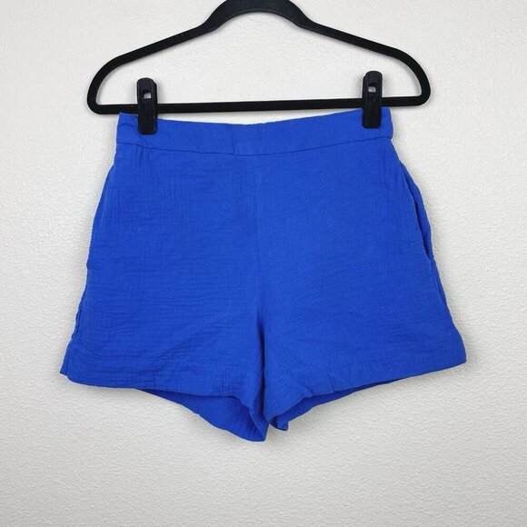 Boden Women's 2 Doublecloth Royal Blue Shorts 100% Cotton Pockets Beach Casual - Picture 1 of 13